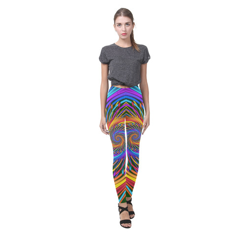 Hot Colors Rainbow Swirl Abstract Cassandra Women's Leggings (Model L01)