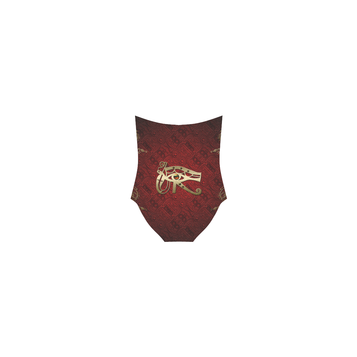 The all seeing eye in gold and red Strap Swimsuit ( Model S05)