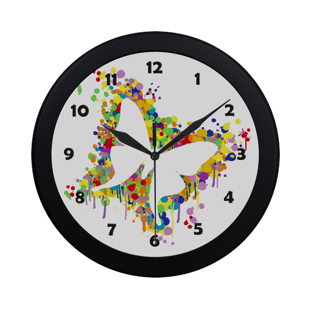Dancing Butterfly Splash Circular Plastic Wall clock