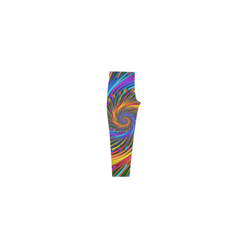 Hot Colors Rainbow Swirl Abstract Capri Legging (Model L02)