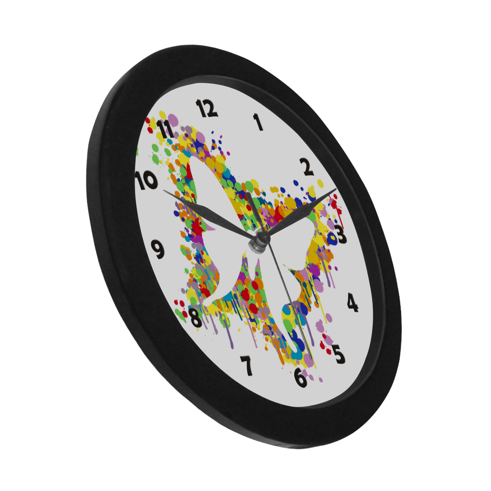 Dancing Butterfly Splash Circular Plastic Wall clock