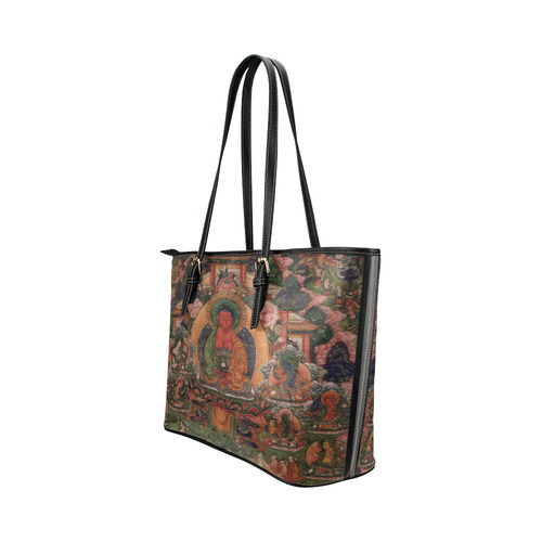 Buddha Amitabha in His Pure Land of Suvakti Leather Tote Bag/Large (Model 1651)