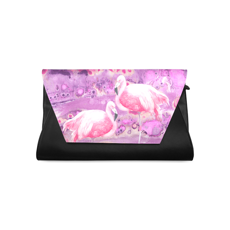 Flamingos Batik Paint Background Pink Violet Clutch Bag (Model 1630)