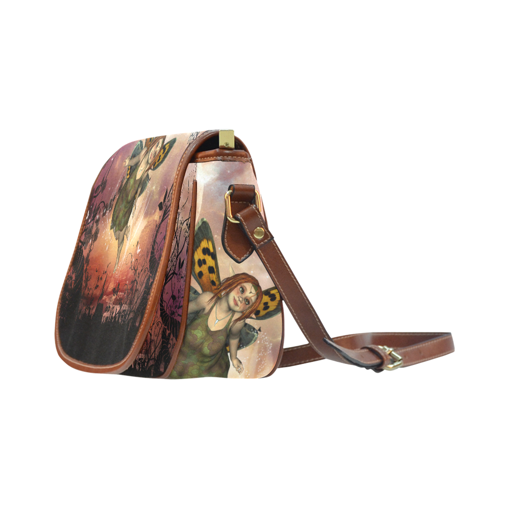 Cute little fairy flying in the night Saddle Bag/Small (Model 1649) Full Customization