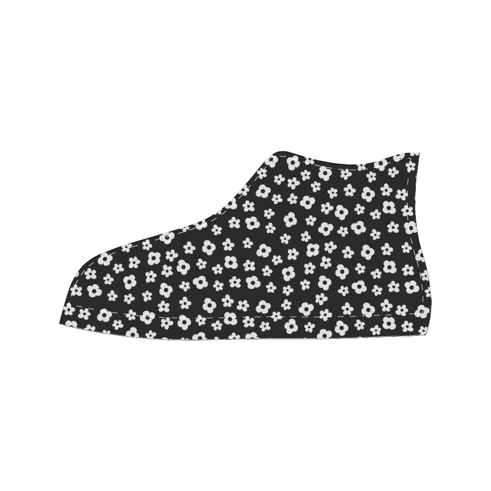 PATTERN Black White Flower Floral Women's Classic High Top Canvas Shoes (Model 017)