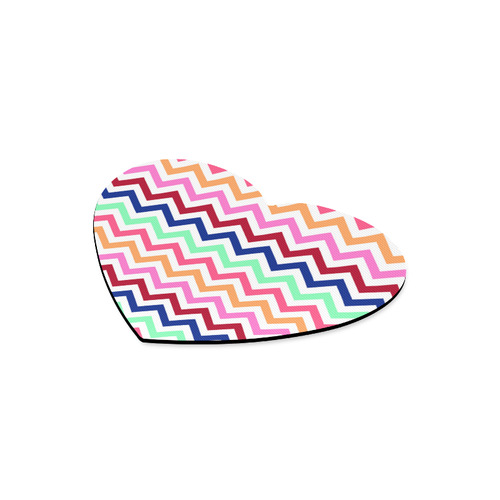 CHEVRONS Pattern Multicolor Pink Turquoise Coral Blue Red Heart-shaped Mousepad