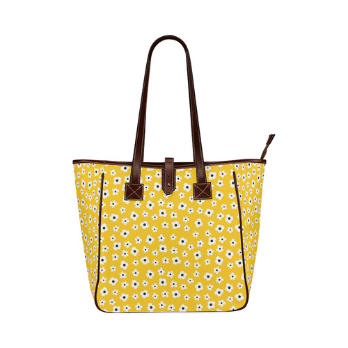 PATTERN Yellow White Flower Floral Classic Tote Bag (Model 1644)