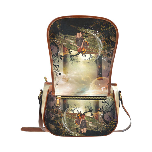 Cute little fairy with dragon Saddle Bag/Small (Model 1649) Full Customization
