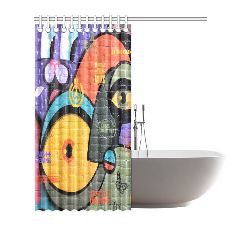 Amsterdam Graffiti Wall Art Shower Curtain 72"x72"