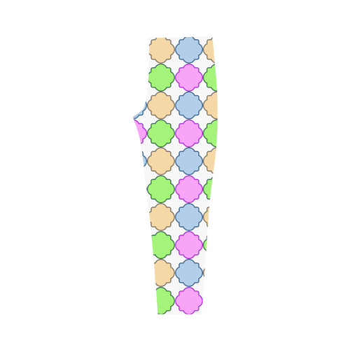 Bright Pastel Geometric Quatrefoil Capri Legging (Model L02)