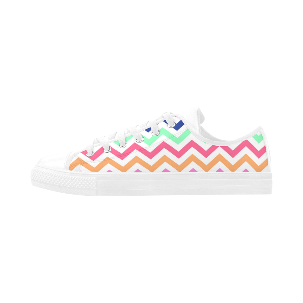 CHEVRONS Pattern Multicolor Pink Turquoise Coral Blue Red Aquila Microfiber Leather Women's Shoes (Model 031)