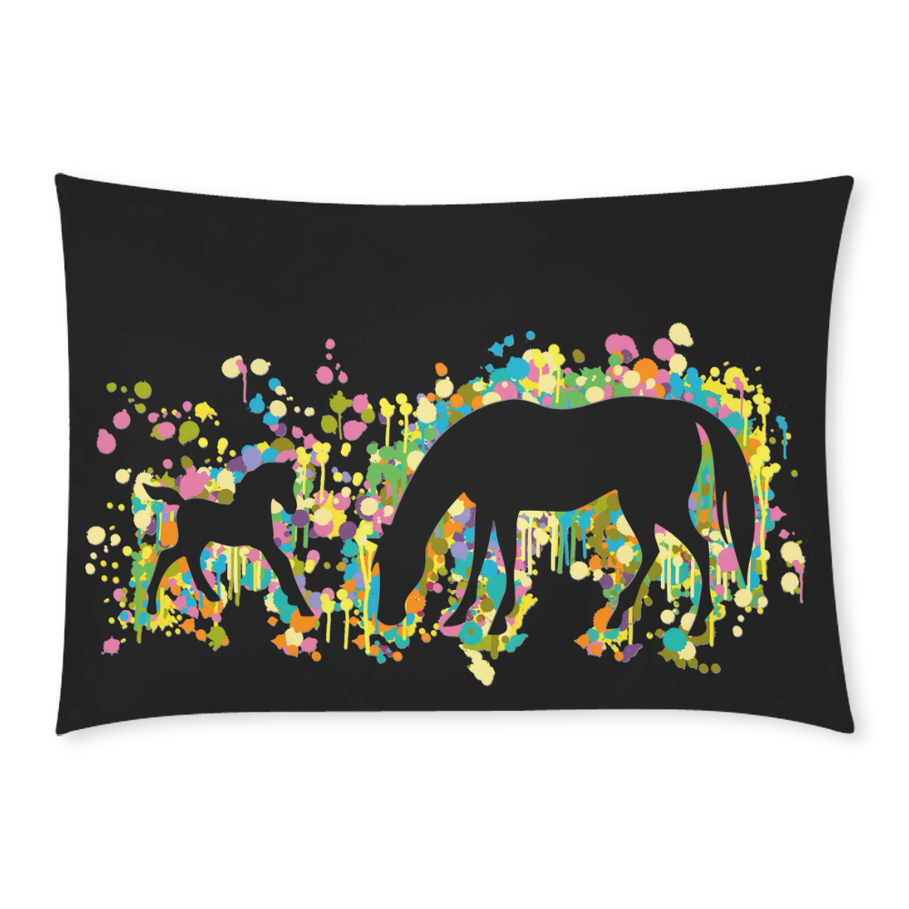 Foal with Mom Splash Custom Rectangle Pillow Case 20x30 (One Side)