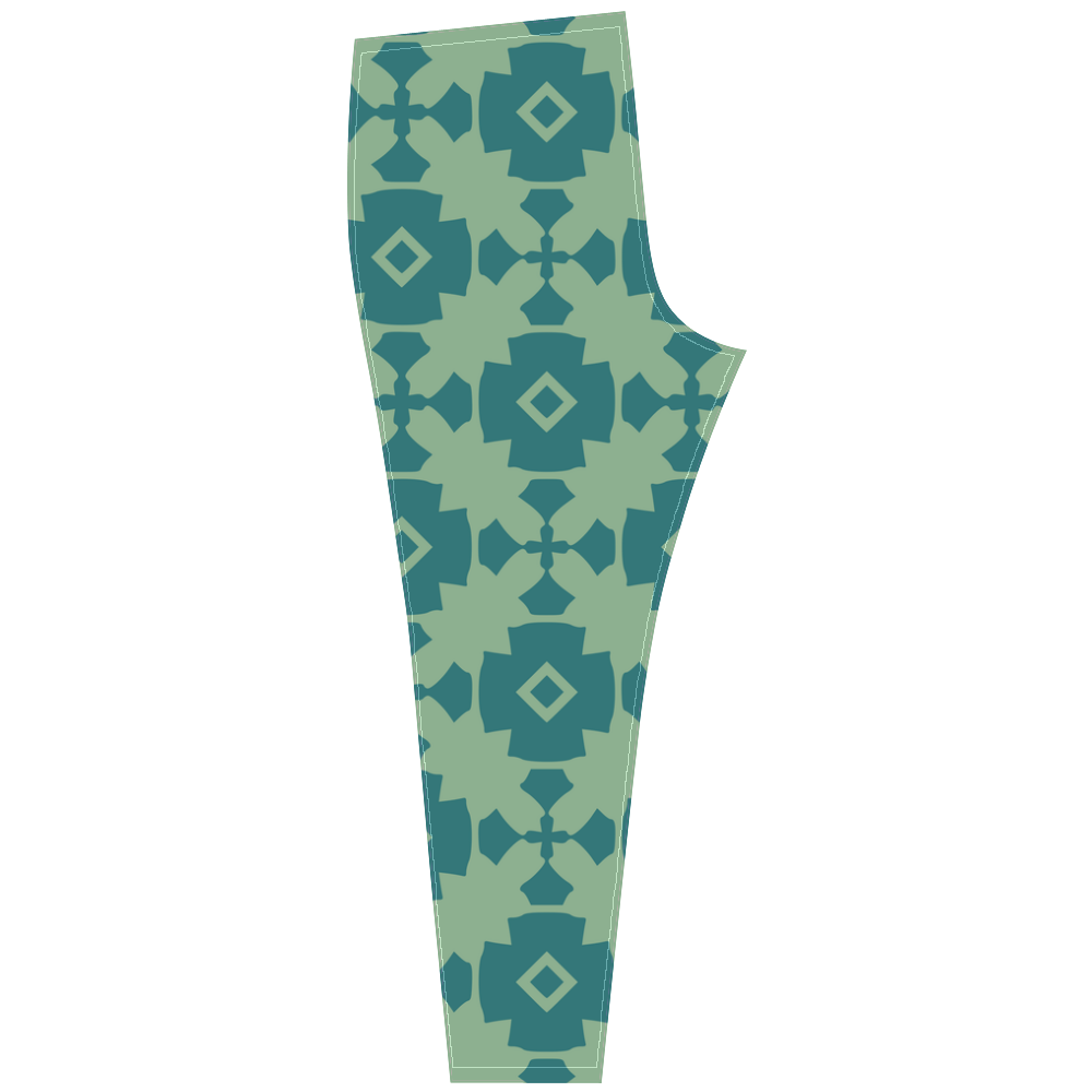 Teal Mint Geometric Tile Pattern Cassandra Women's Leggings (Model L01)