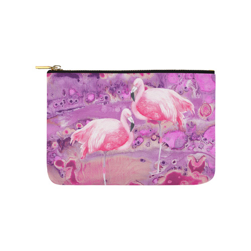 Flamingos Batik Paint Background Pink Violet Carry-All Pouch 9.5''x6''