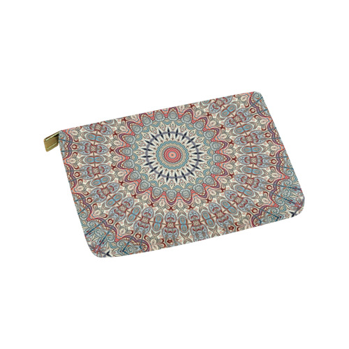 Oriental Watercolor Mandala Soft Blue Red Carry-All Pouch 9.5''x6''