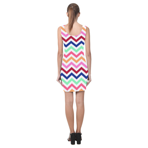 CHEVRONS Pattern Multicolor Pink Turquoise Coral Blue Red Medea Vest Dress (Model D06)