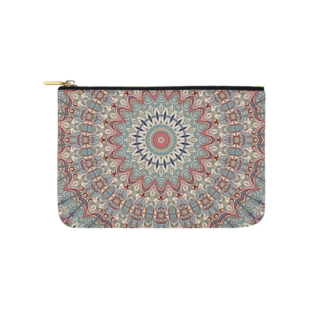 Oriental Watercolor Mandala Soft Blue Red Carry-All Pouch 9.5''x6''