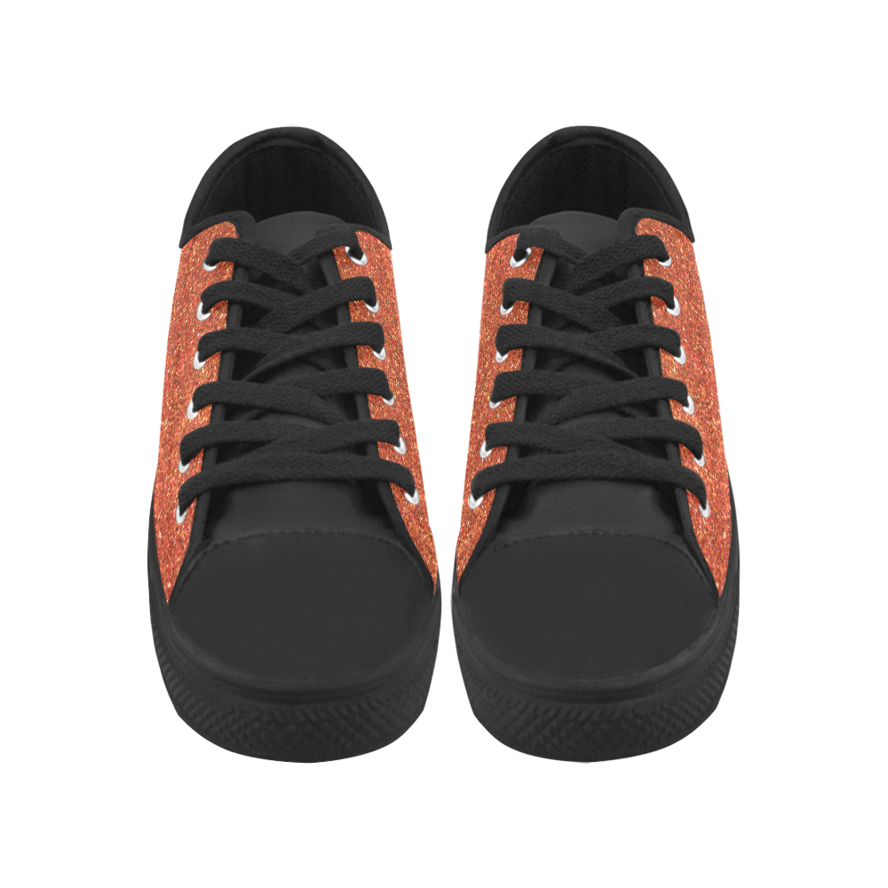 Sparkles Orange Glitter Aquila Microfiber Leather Women's Shoes (Model 031)