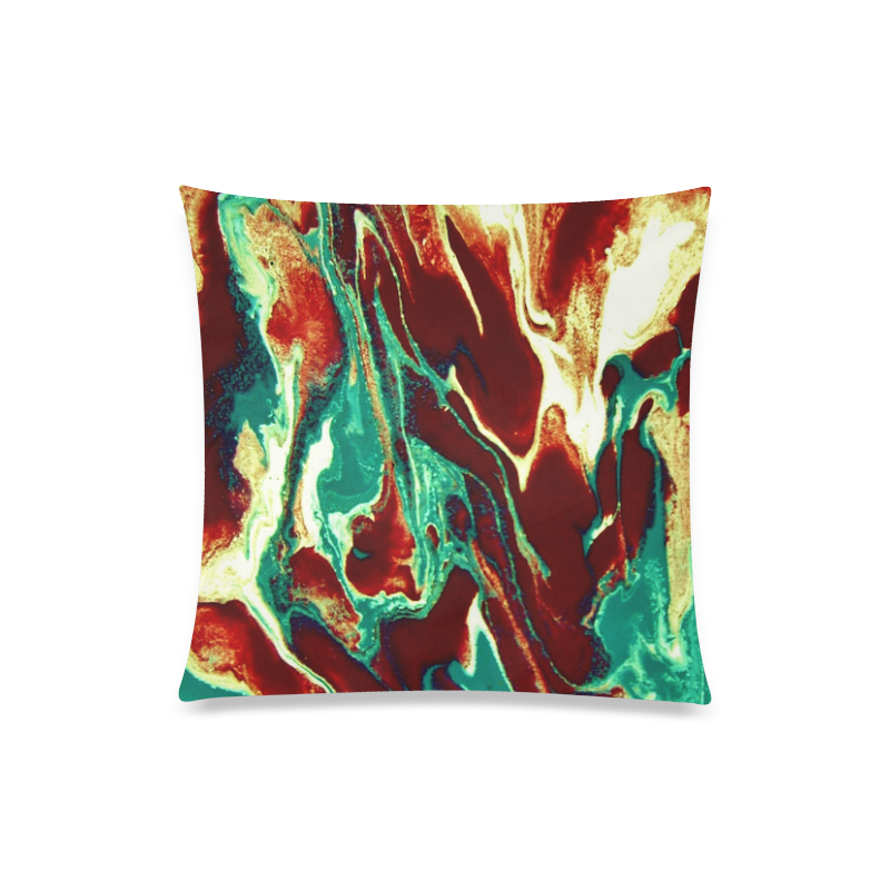 Gold Green Brown Marbling Custom Zippered Pillow Case 20"x20"(Twin Sides)