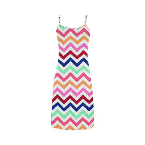 CHEVRONS Pattern Multicolor Pink Turquoise Coral Blue Red Alcestis Slip Dress (Model D05)