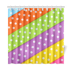 Colorful Ribbons White Dots Shower Curtain 72"x72"