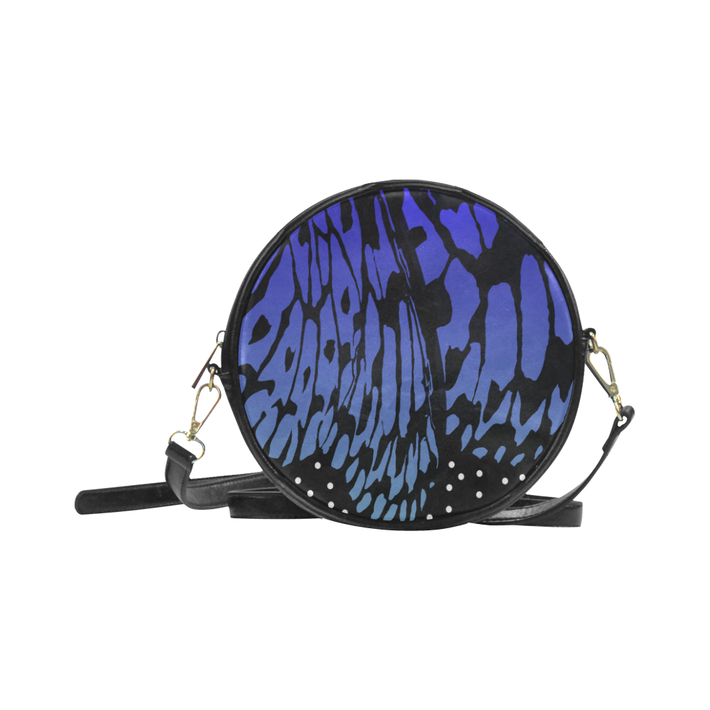 Blue Butterfly Wing Round Sling Bag (Model 1647)