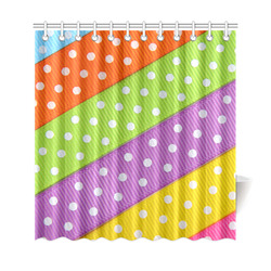Colorful Ribbons White Dots Shower Curtain 69"x72"