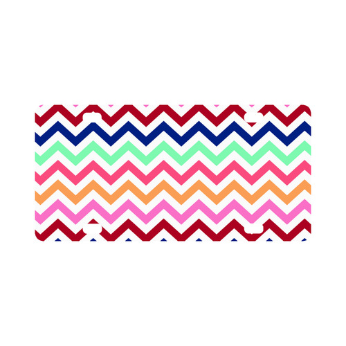 CHEVRONS Pattern Multicolor Pink Turquoise Coral Blue Red Classic License Plate