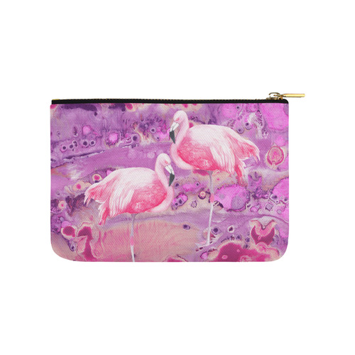 Flamingos Batik Paint Background Pink Violet Carry-All Pouch 9.5''x6''