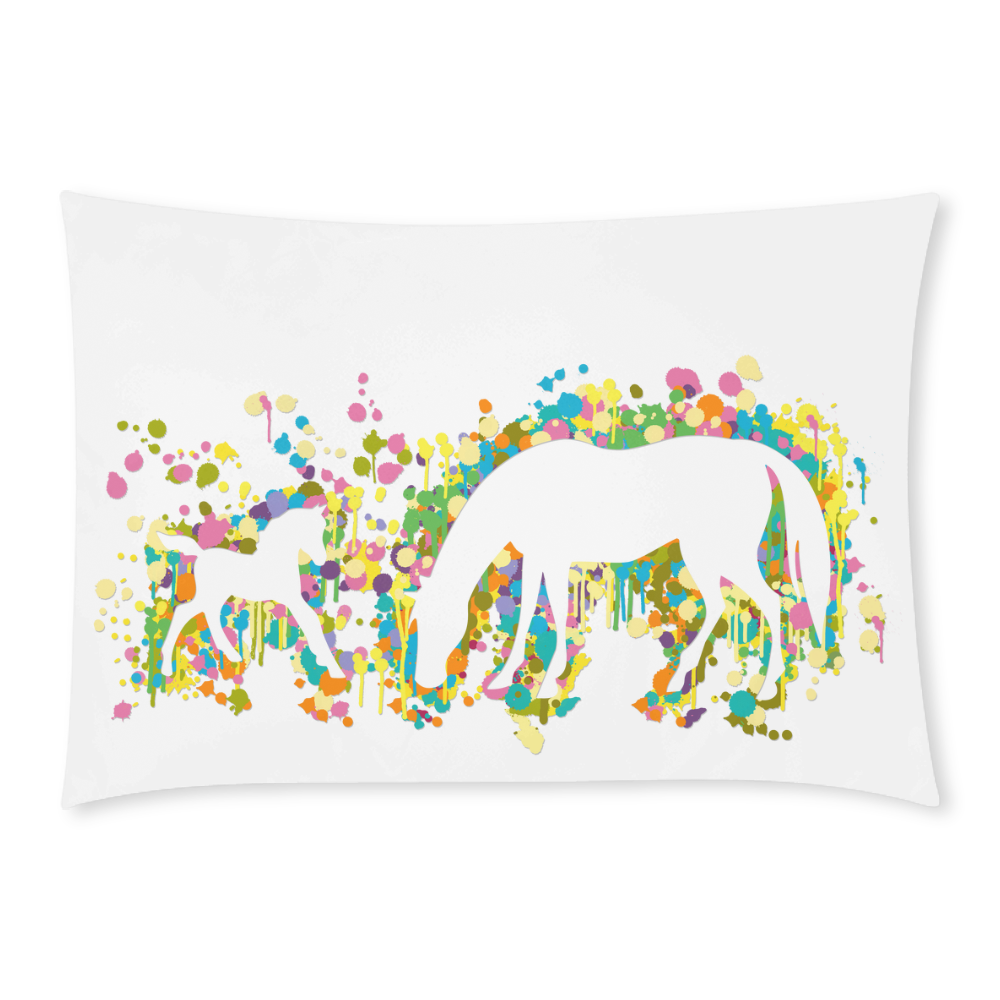 Lovely Foal with Mom Splash Custom Rectangle Pillow Case 20x30 (One Side)