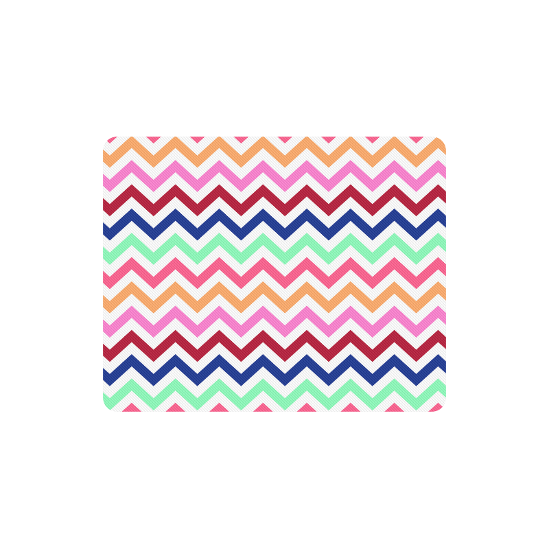 CHEVRONS Pattern Multicolor Pink Turquoise Coral Blue Red Rectangle Mousepad