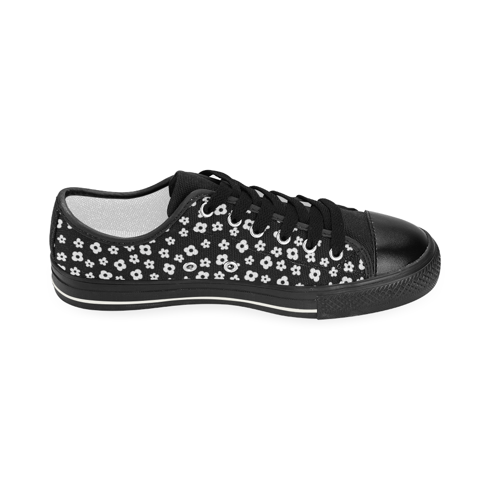 PATTERN Black White Flower Floral Women's Classic Canvas Shoes (Model 018)
