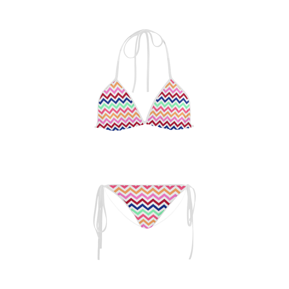 CHEVRONS Pattern Multicolor Pink Turquoise Coral Blue Red Custom Bikini Swimsuit