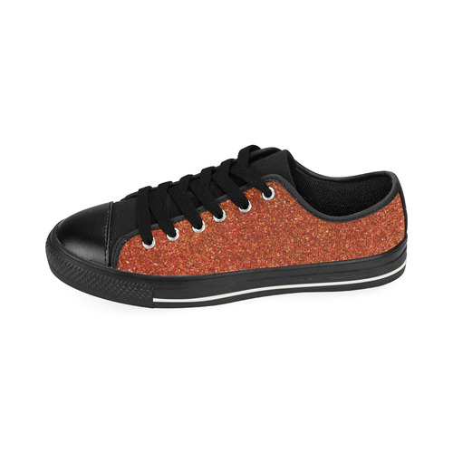Sparkles Orange Glitter Canvas Women's Shoes/Large Size (Model 018)