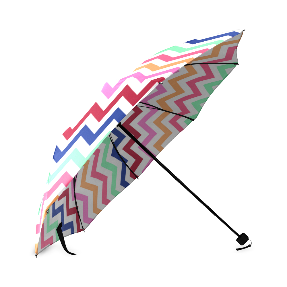 CHEVRONS Pattern Multicolor Pink Turquoise Coral Blue Red Foldable Umbrella (Model U01)