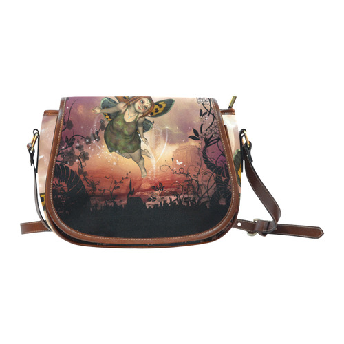 Cute little fairy flying in the night Saddle Bag/Small (Model 1649) Full Customization