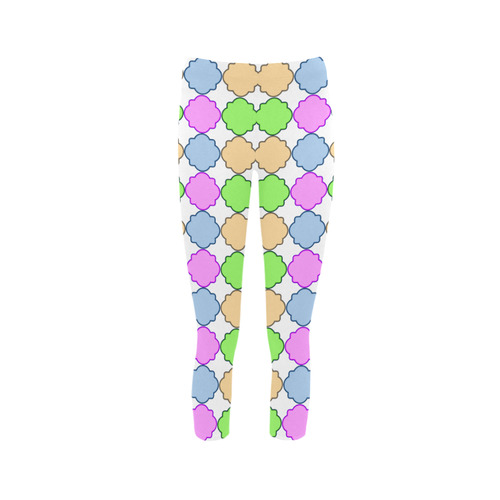 Bright Pastel Geometric Quatrefoil Capri Legging (Model L02)