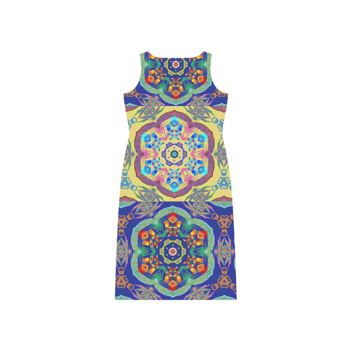 Parrots in the Mosaic of Life by Sarah NZ Phaedra Sleeveless Open Fork Long Dress (Model D08)