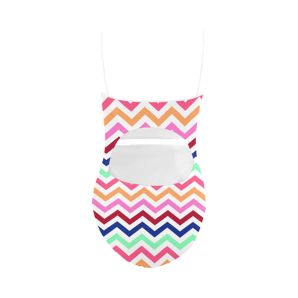 CHEVRONS Pattern Multicolor Pink Turquoise Coral Blue Red Strap Swimsuit ( Model S05)