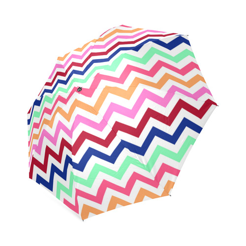 CHEVRONS Pattern Multicolor Pink Turquoise Coral Blue Red Foldable Umbrella (Model U01)
