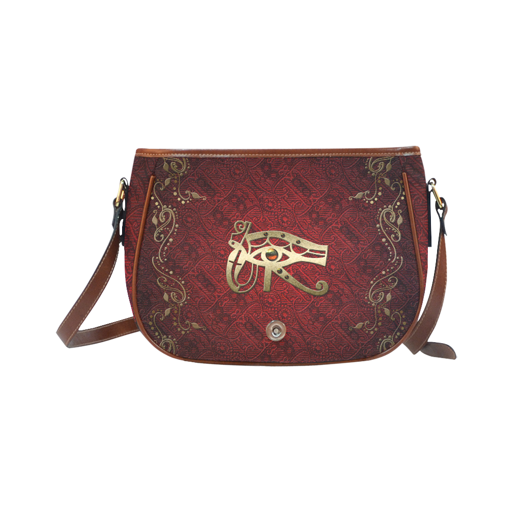 The all seeing eye in gold and red Saddle Bag/Large (Model 1649)