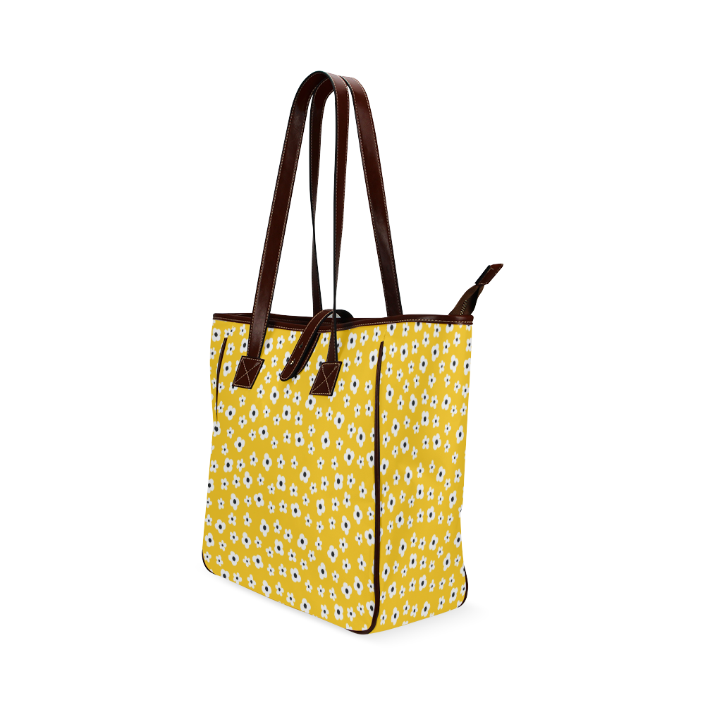 PATTERN Yellow White Flower Floral Classic Tote Bag (Model 1644)