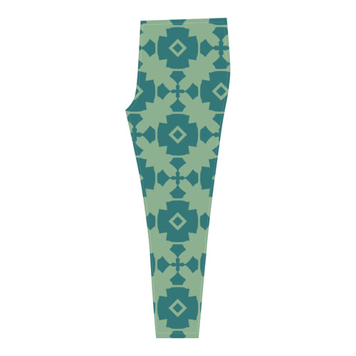 Teal Mint Geometric Tile Pattern Cassandra Women's Leggings (Model L01)