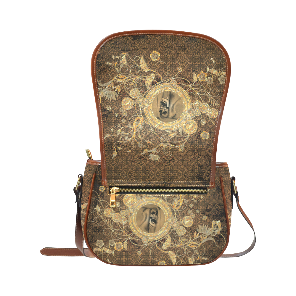 Awesome skull on a button Saddle Bag/Small (Model 1649) Full Customization