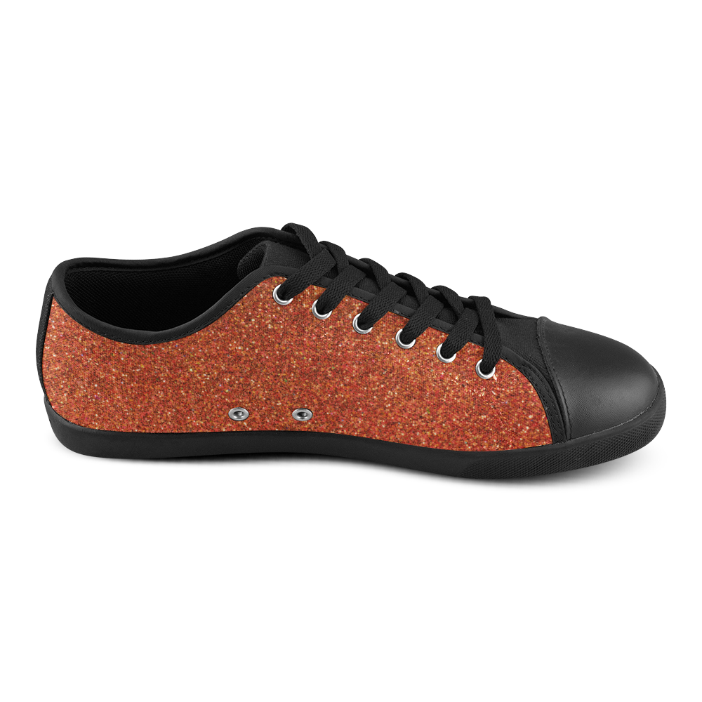 Sparkles Orange Glitter Canvas Shoes for Women/Large Size (Model 016)