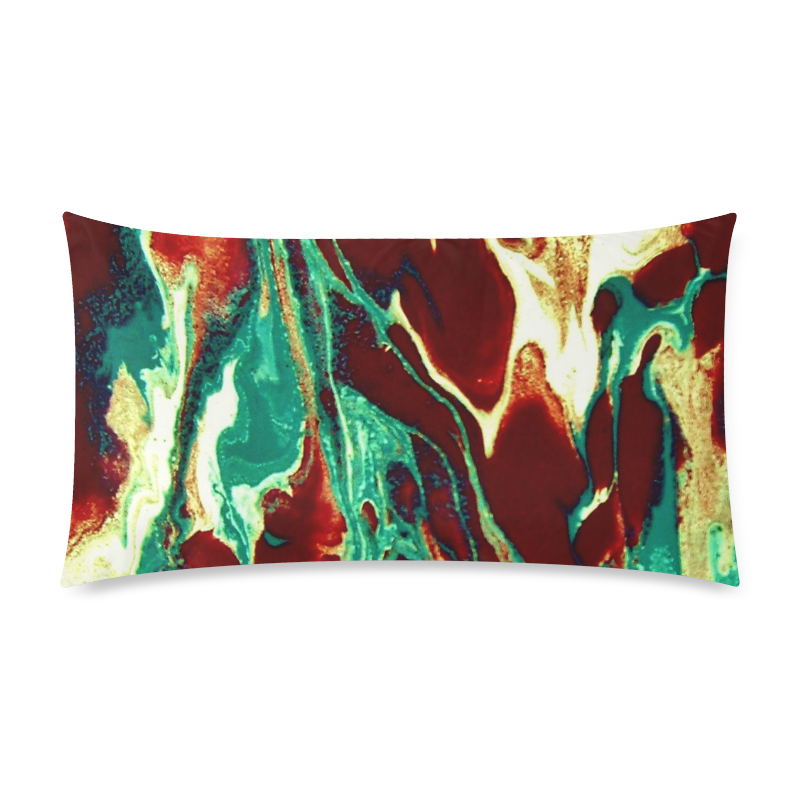 Gold Green Brown Marbling Rectangle Pillow Case 20"x36"(Twin Sides)