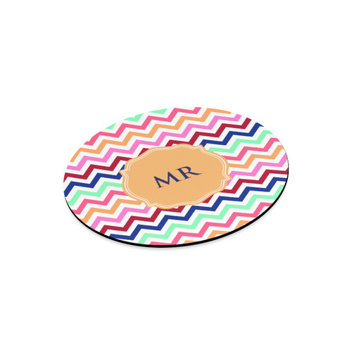 Customized CHEVRONS Pattern Multicolor Pink Turquoise Coral Blue Red Round Mousepad
