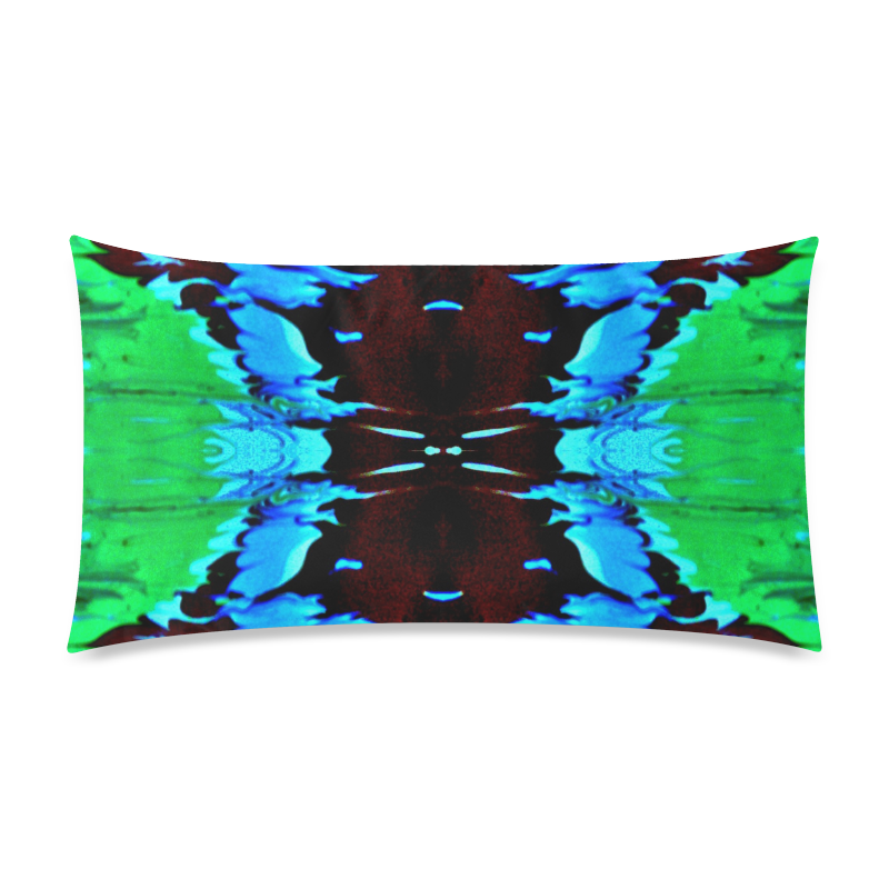 Abstract Green Brown, Blue Red Marbling Rectangle Pillow Case 20"x36"(Twin Sides)
