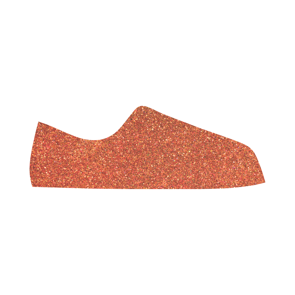 Sparkles Orange Glitter Aquila Microfiber Leather Women's Shoes/Large Size (Model 031)