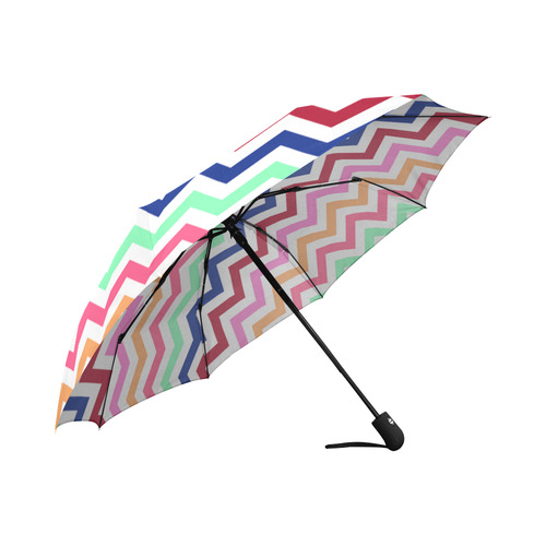 CHEVRONS Pattern Multicolor Pink Turquoise Coral Blue Red Auto-Foldable Umbrella (Model U04)